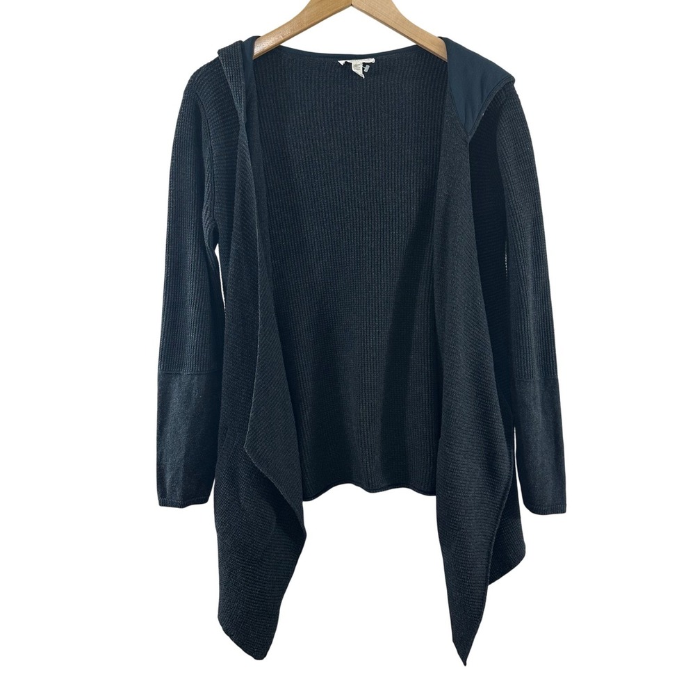 Eileen Fisher‎ Womens Organic Cotton Hooded Open Front Cardigan Gray S/P